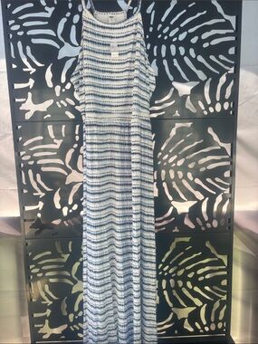Old Navy 🆕 Coastal Blue and White Striped Maxi Dress Spaghetti Straps XL